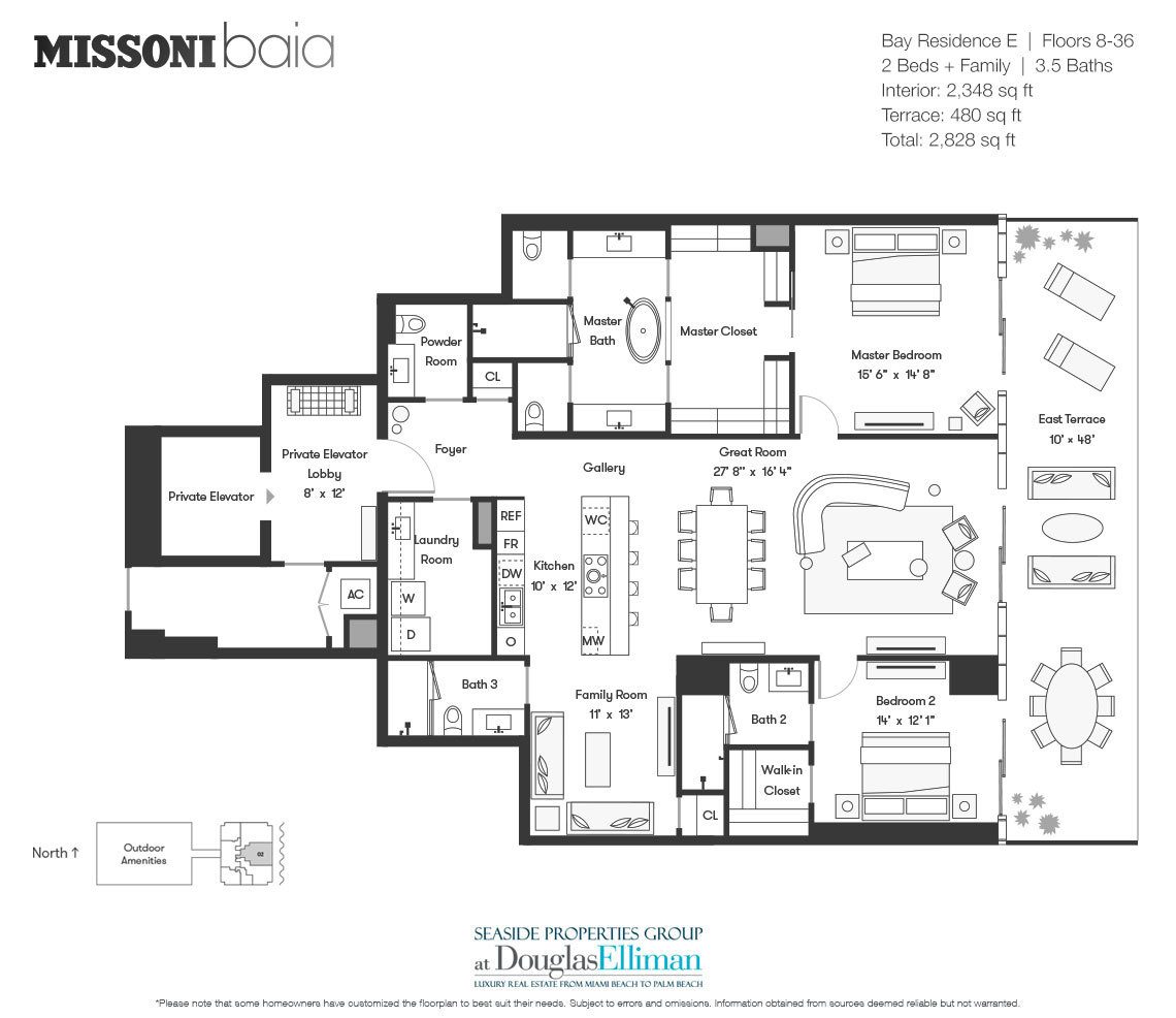 The Bay Residence E Floorplan at Missoni Baia, Luxury Waterfront Condos in Miami, Florida 33137.