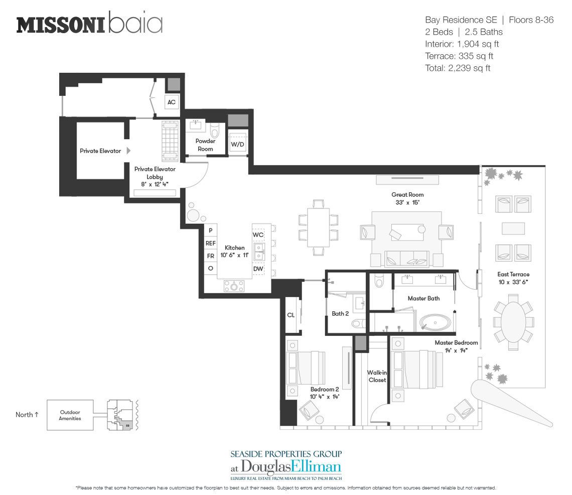 The Bay Residence SE Floorplan at Missoni Baia, Luxury Waterfront Condos in Miami, Florida 33137.