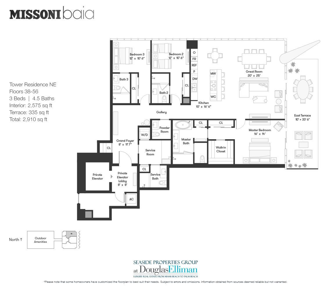 The Tower Residence NE Floorplan at Missoni Baia, Luxury Waterfront Condos in Miami, Florida 33137.