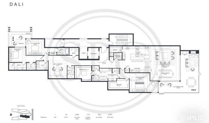 Ocean Delray Dali Floorplan