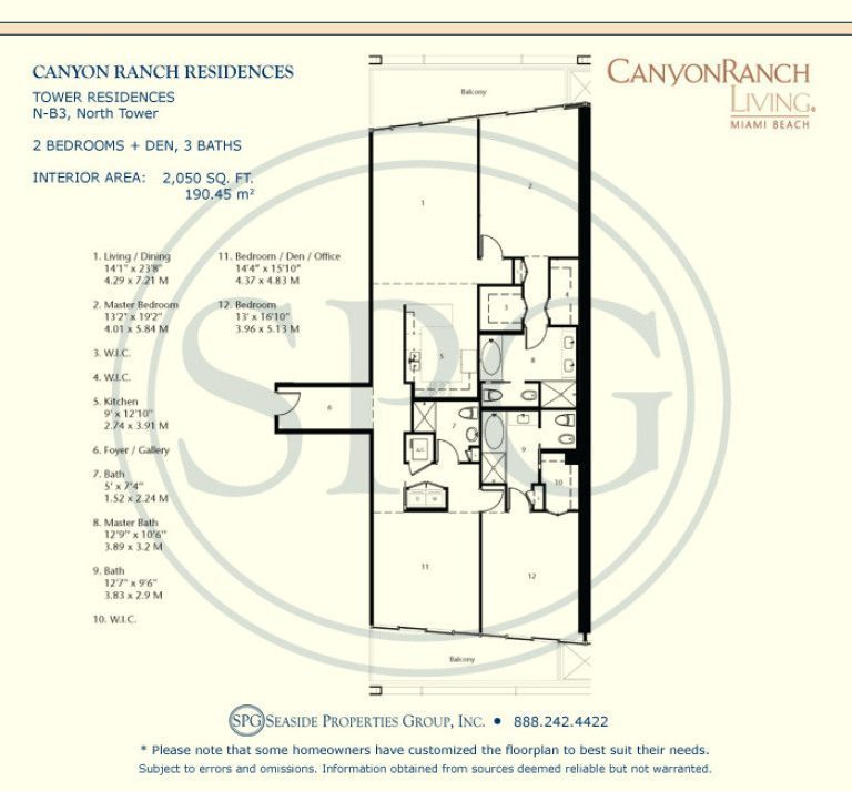 Tower Residence N-B3 Floorplan at Canyon Ranch Living, Luxury Oceanfront Condos on Miami Beach