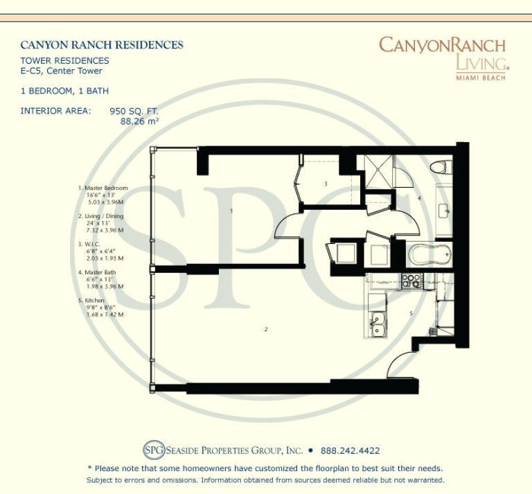 Tower Residence E-C5 Floorplan at Canyon Ranch Living, Luxury Oceanfront Condos on Miami Beach