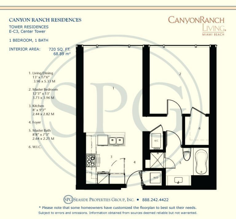Tower Residence E-C3 Floorplan at Canyon Ranch Living, Luxury Oceanfront Condos on Miami Beach
