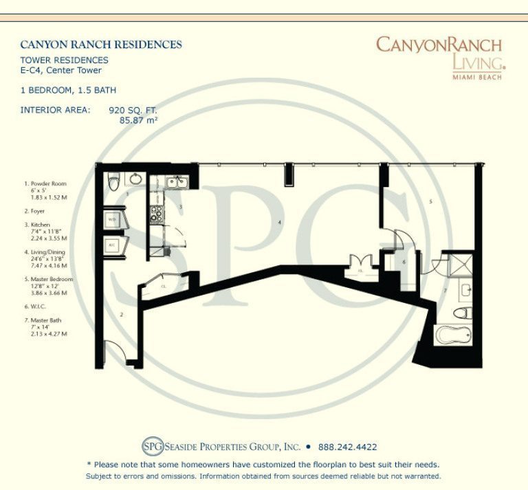 Tower Residence E-C4 Floorplan at Canyon Ranch Living, Luxury Oceanfront Condos on Miami Beach