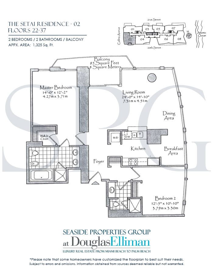 Residence 02 Floorplan at The Setai, Luxury Oceanfront Condo Residences on Miami Beach, Florida 33139