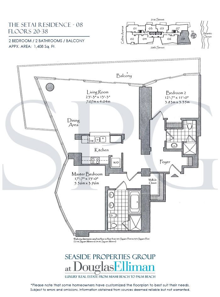 Residence 08 Floorplan at The Setai, Luxury Oceanfront Condo Residences on Miami Beach, Florida 33139