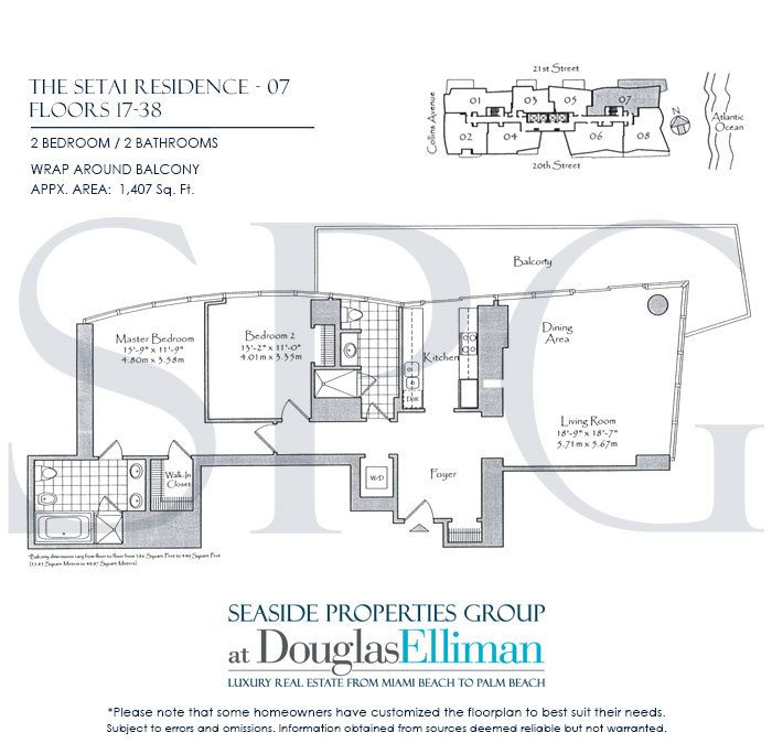 Residence 07 Floorplan at The Setai, Luxury Oceanfront Condo Residences on Miami Beach, Florida 33139