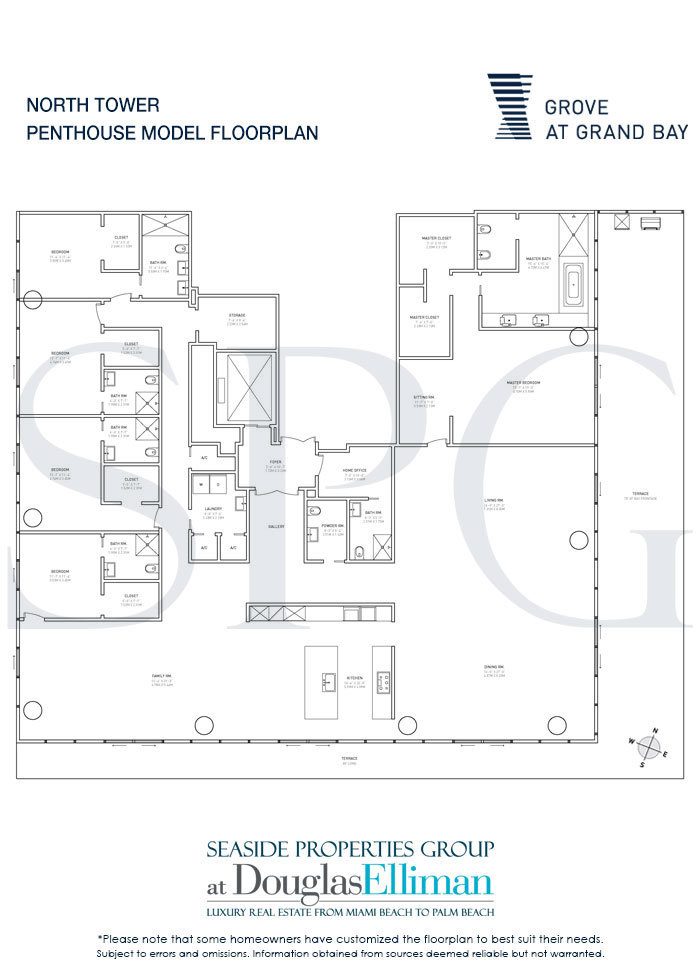 Penthouse Model Floorplan for Grove at Grand Bay, Luxury Waterfront Condominiums in Miami, Florida 33133