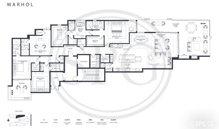 Ocean Delray Warhol Floorplan