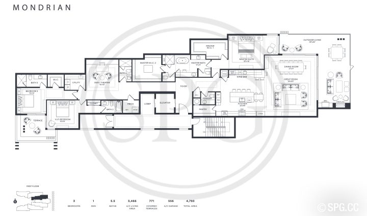 Ocean Delray Mondrian Floorplan