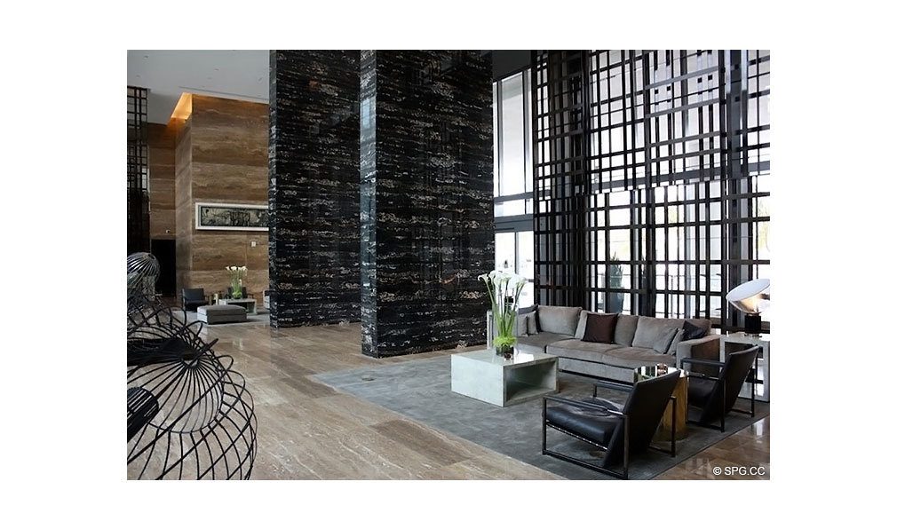Main Lobby at Apogee South Beach, Luxury Waterfront Condominiums Located at 800 South Pointe Dr, Miami Beach, FL 33139