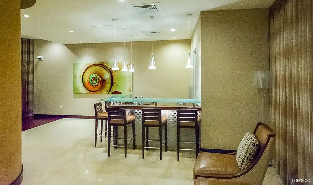 Common Area Bar at Aquazul, Luxury Oceanfront Condominiums Located at 1600 South Ocean Boulevard, Lauderdale-by-the-Sea, FL 33062