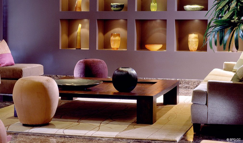 Lobby at The Atlantic, Luxury Oceanfront Condominiums Located at 601 North Fort Lauderdale Beach Blvd, FL 33304