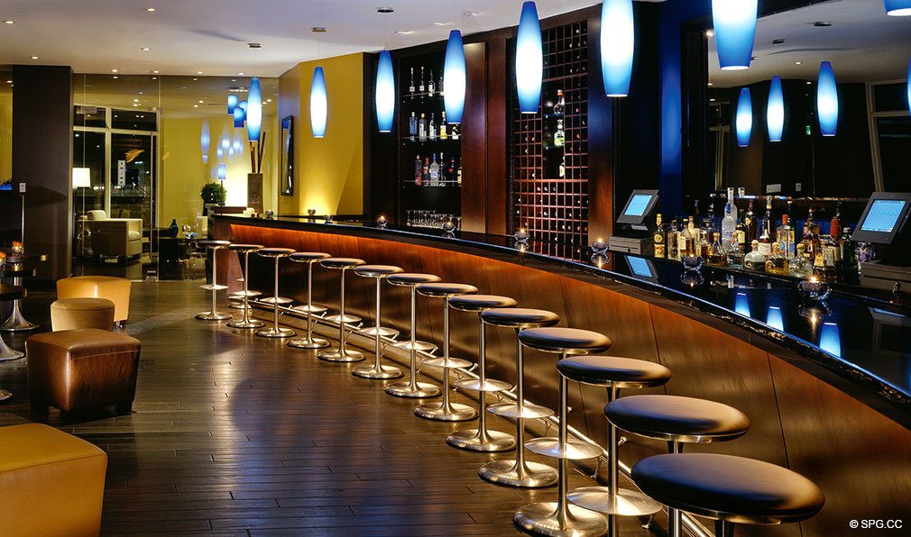Cocktail Lounge at The Atlantic, Luxury Oceanfront Condominiums Located at 601 North Fort Lauderdale Beach Blvd, FL 33304