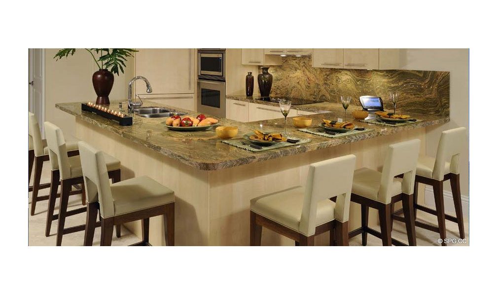 Kitchen at Coconut Grove Residences, Luxury Oceanfront Condominiums Located at 1200 Holiday Dr, Fort Lauderdale, FL 33316