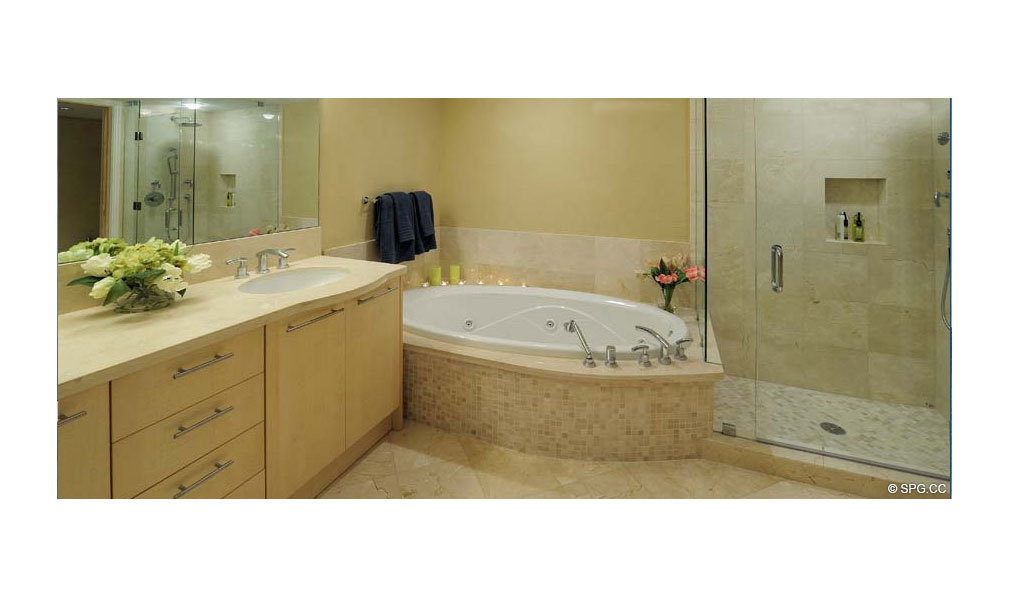 Master Bathroom at Coconut Grove Residences, Luxury Oceanfront Condominiums Located at 1200 Holiday Dr, Fort Lauderdale, FL 33316
