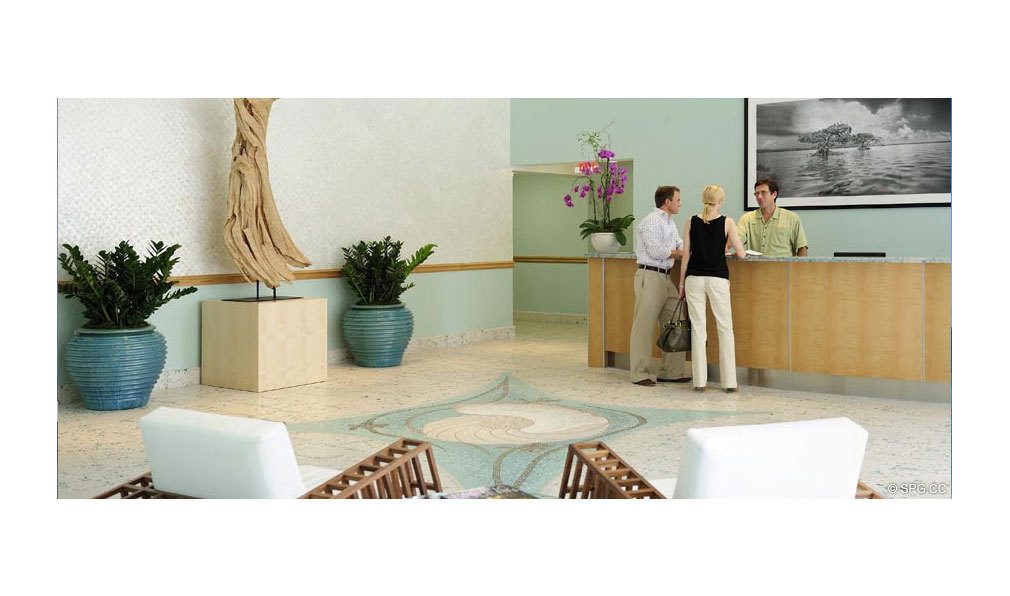 Lobby at Coconut Grove Residences, Luxury Oceanfront Condominiums Located at 1200 Holiday Dr, Fort Lauderdale, FL 33316