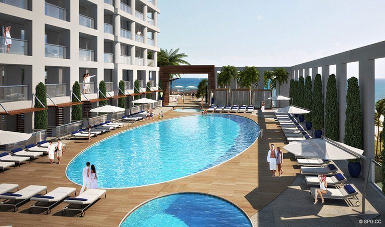 Pool Deck at Conrad, Luxury Oceanfront Condominiums Located at 551 North Fort Lauderdale Beach Blvd, Fort Lauderdale, FL 33304