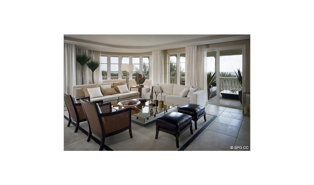 Living Area at Dolcevita, Luxury Oceanfront Condominiums Located at 155 South Ocean Ave, Singer Island, FL 33404