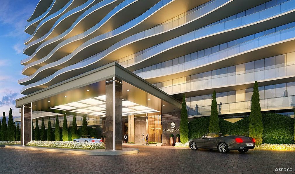 Porte Cochere Entrance to Fendi Chateau Residences, Luxury Oceanfront Condominiums Located at 9365 Collins Ave, Surfside, FL 33154