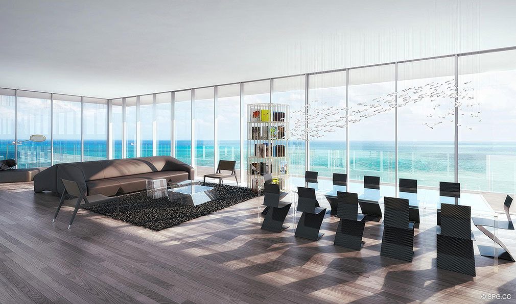 Dining Area at Glass South Beach, Luxury Seaside Condos Located at 120 Ocean Dr, Miami Beach, FL 33139