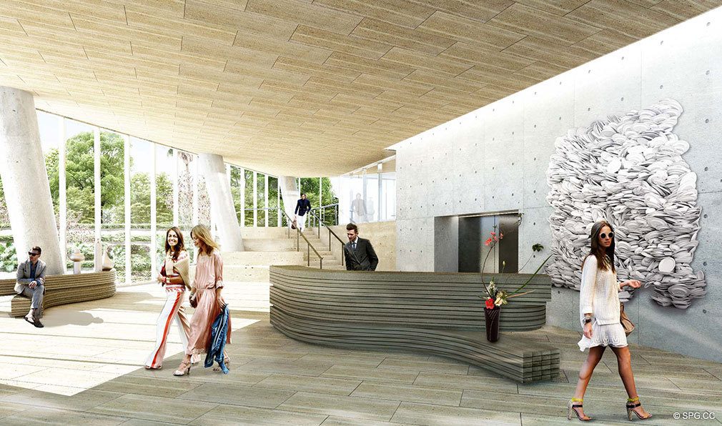 Lobby at Grove at Grand Bay, Luxury Waterfront Condominiums at 2669 South Bayshore Dr, Miami, FL 33133