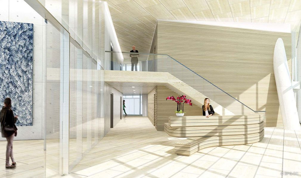 South Tower Lobby at Grove at Grand Bay, Luxury Waterfront Condominiums at 2669 South Bayshore Dr, Miami, FL 33133