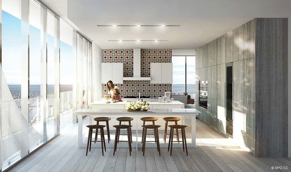 Kitchen at Grove at Grand Bay, Luxury Waterfront Condominiums at 2669 South Bayshore Dr, Miami, FL 33133