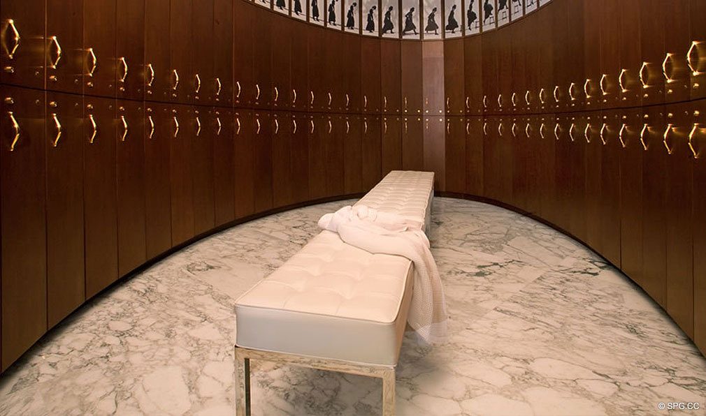 Locker Room at ICON Brickell, Luxury Waterfront Condominiums Located at 475 Brickell Ave, Miami, FL 33131