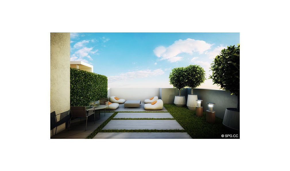 Dachterrasse des Iris an der Bucht, Luxury Waterfront Townhomes bei 25 N Shore Dr, Miami Beach, FL 33141 gelegen