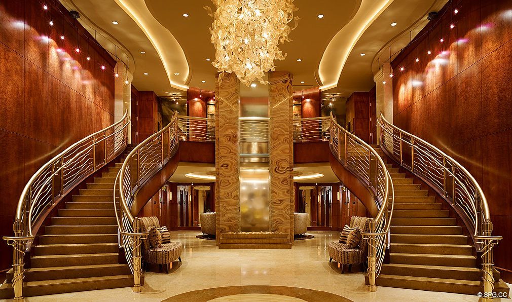 Luxuria Grand Lobby, Luxury Oceanfront Condominiums Located at 2500 S Ocean Blvd, Boca Raton, FL 33432