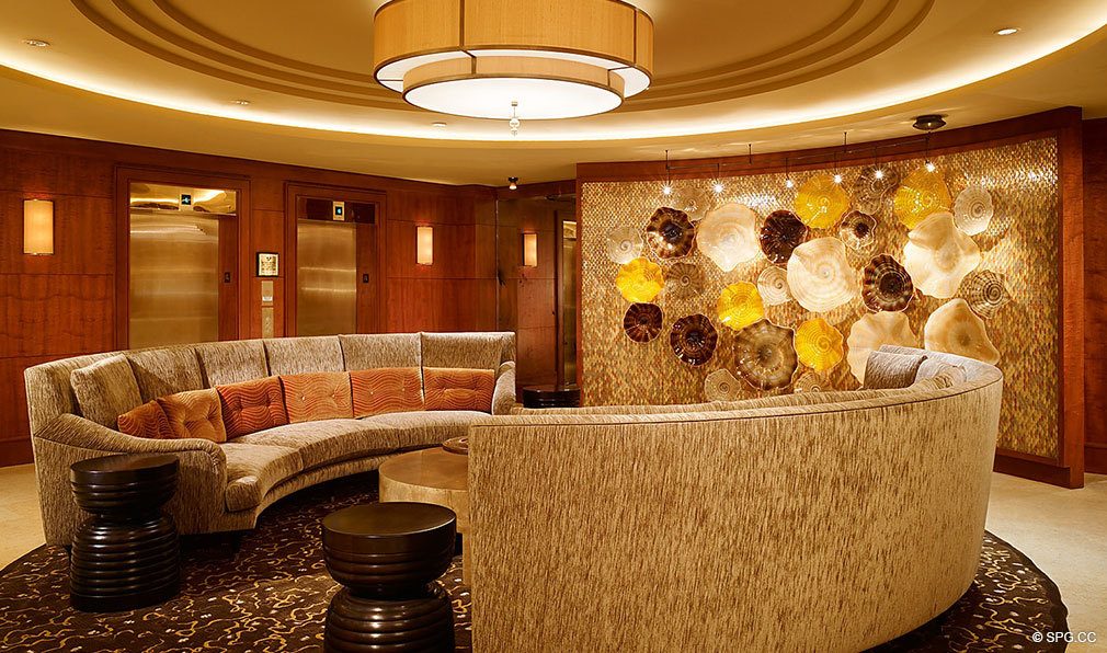 Elevator Lobby at Luxuria, Luxury Oceanfront Condominiums Located at 2500 S Ocean Blvd, Boca Raton, FL 33432