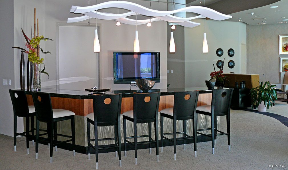 Cocktail Lounge at Ocean Palms, Luxury Oceanfront Condominiums Located at 3101 S Ocean Dr, Hollywood Beach, FL 33019