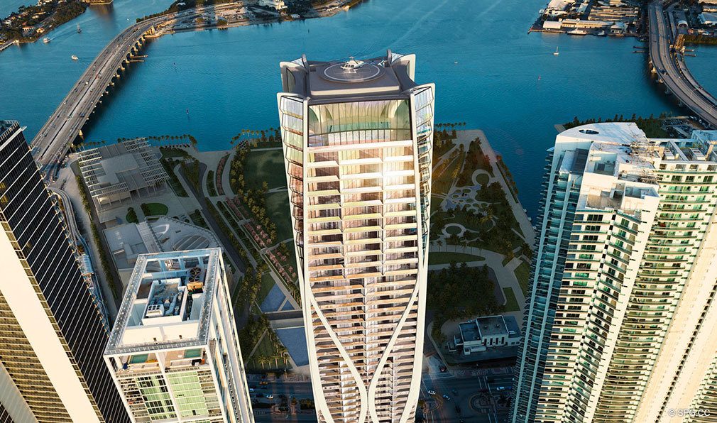 Rooftop Helipad at One Thousand Museum, Luxury Waterfront Condominiums Located at 1000 Biscayne Blvd, Miami, FL 33132