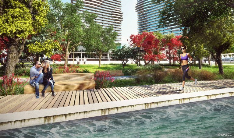 Outdoor Trails at Paraiso Bay, Luxury Waterfront Condominiums Located at 600 NE 31st St, Miami, FL 33137