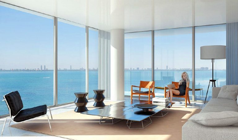 Wohnzimmer in Paraiso Bay, Luxury Waterfront Eigentumswohnungen bei 600 31st St NE, Miami, FL 33137 Das Hotel liegt