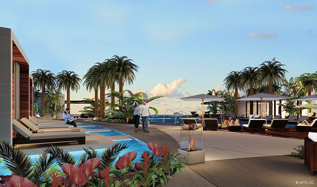 Pool Deck at Paramount, Luxury Oceanfront Condominiums Located at 700 N Atlantic Blvd, Ft Lauderdale, FL 33304