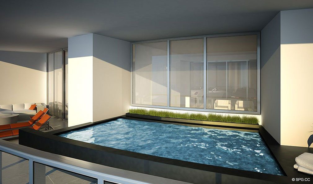 Porsche Design Tower Miami Private Terrace Pool, Luxury Oceanfront Condominiums Located at 18555 Collins Ave, Sunny Isles Beach, FL 33160