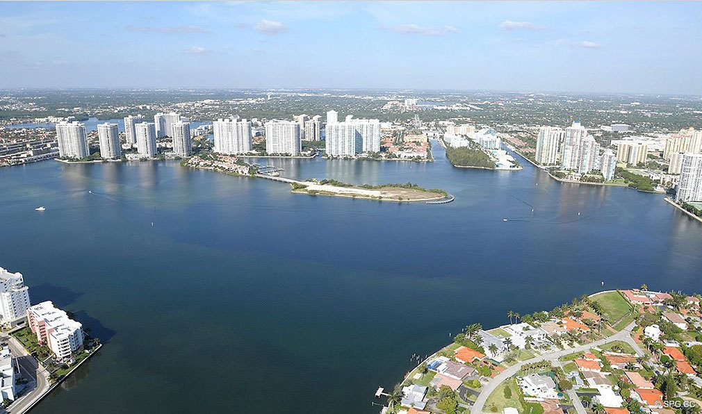 Intracoastal Views from Porsche Design Tower Miami, Luxury Oceanfront Condominiums Located at 18555 Collins Ave, Sunny Isles Beach, FL 33160