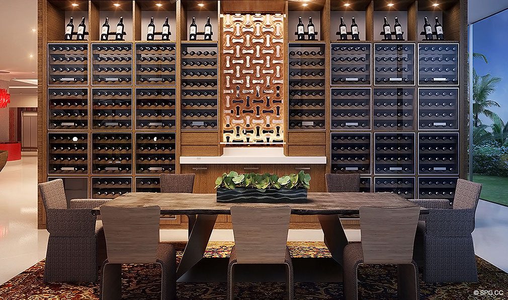 Wine Lounge at Privage, Luxury Waterfront Condominiums Located at 325 North Birch Rd, Ft Lauderdale, FL 33304