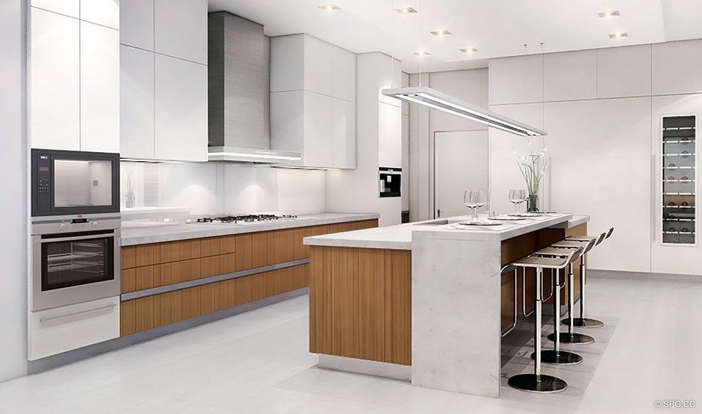 Privage Gourmet Kitchen, Luxury Waterfront Condominiums Located at 325 North Birch Rd, Ft Lauderdale, FL 33304