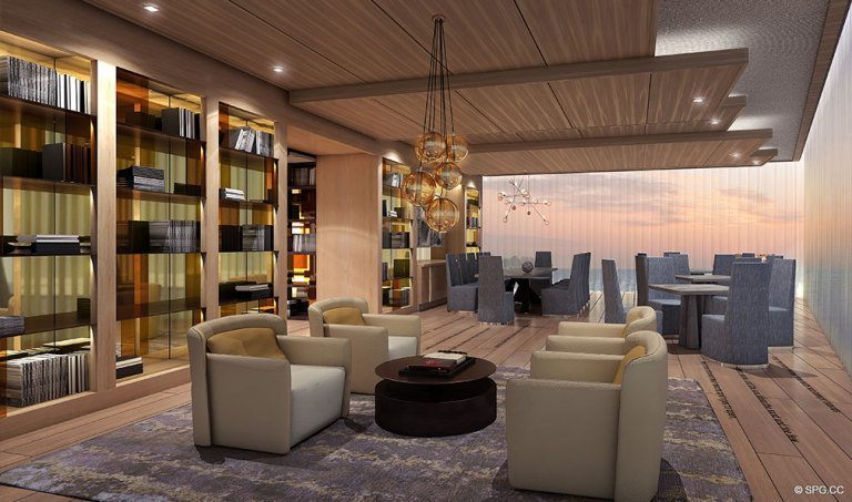 Prive Library, Luxury Waterfront Condominiums Located at 5000 Island Estates Blvd, Aventura, FL 33160