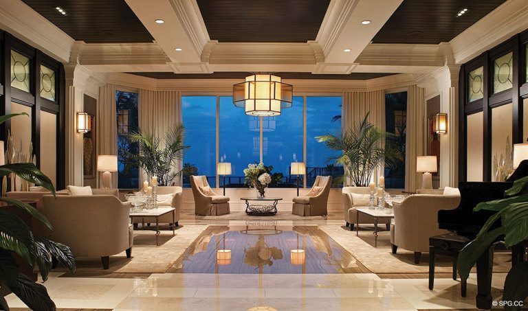 Ritz-Carlton Residences Lobby, Luxury Oceanfront Condominiums Located at 2700 N Ocean Dr, Palm Beach, FL 33404
