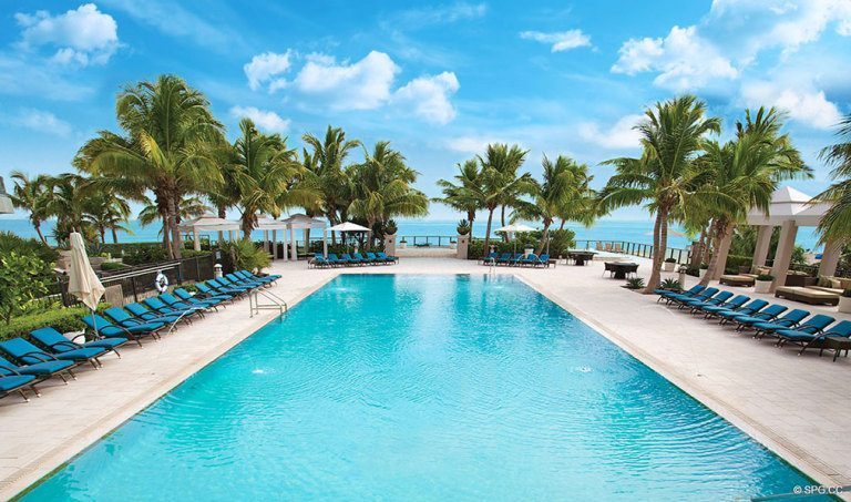 Ritz-Carlton Residences Pool Deck, Luxury Oceanfront Condominiums Located at 2700 N Ocean Dr, Palm Beach, FL 33404