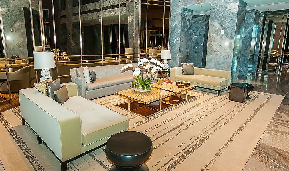 Lobby at Trump Hollywood, Luxury Oceanfront Condominiums Located at 2711 S Ocean Dr, Hollywood Beach, FL 33019