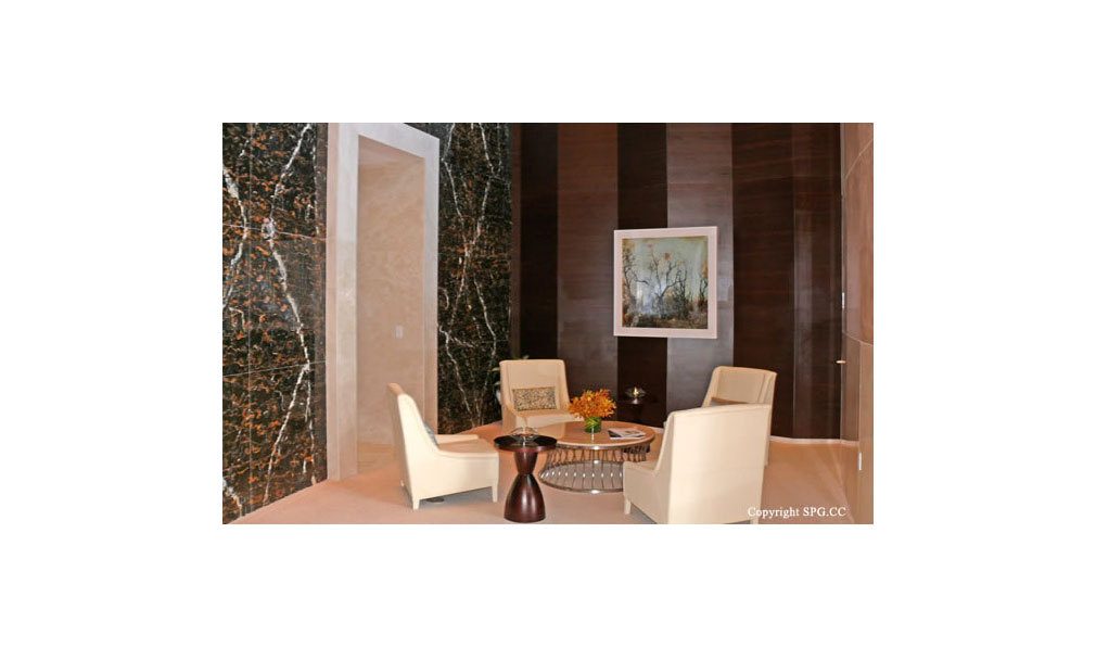 Trump Towers Elevator Lobby, Oceanfront Condominiums Located at 15811-16001 Collins Ave, Sunny Isles Beach, FL 33160