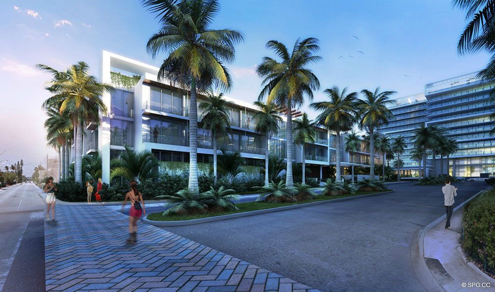 Surf Club Entrance, Luxury Oceanfront Condominiums Located at 9011 Collins Ave Surfside, FL 33154