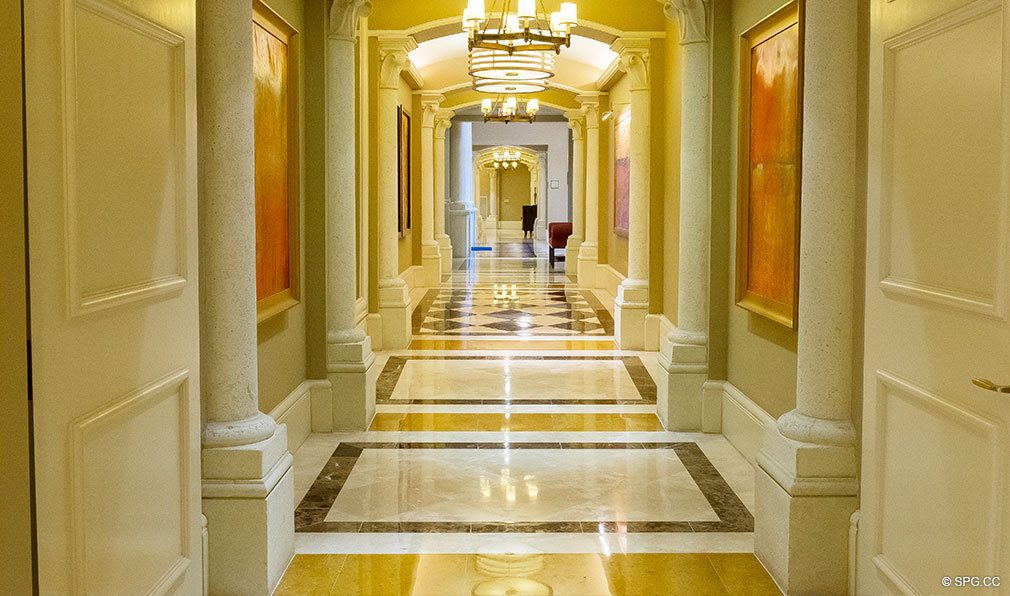 Hallway at Bellaria, Luxury Oceanfront Condominiums Located at 3000 South Ocean Blvd, Palm Beach, FL 33480